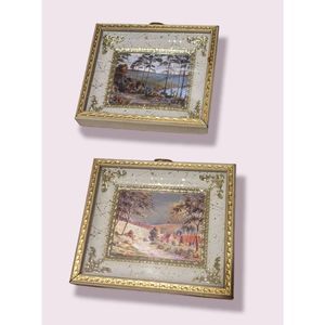 2 8x6.5" Framed Gilded Holographic Landscapes from Topps Department Stores MOD